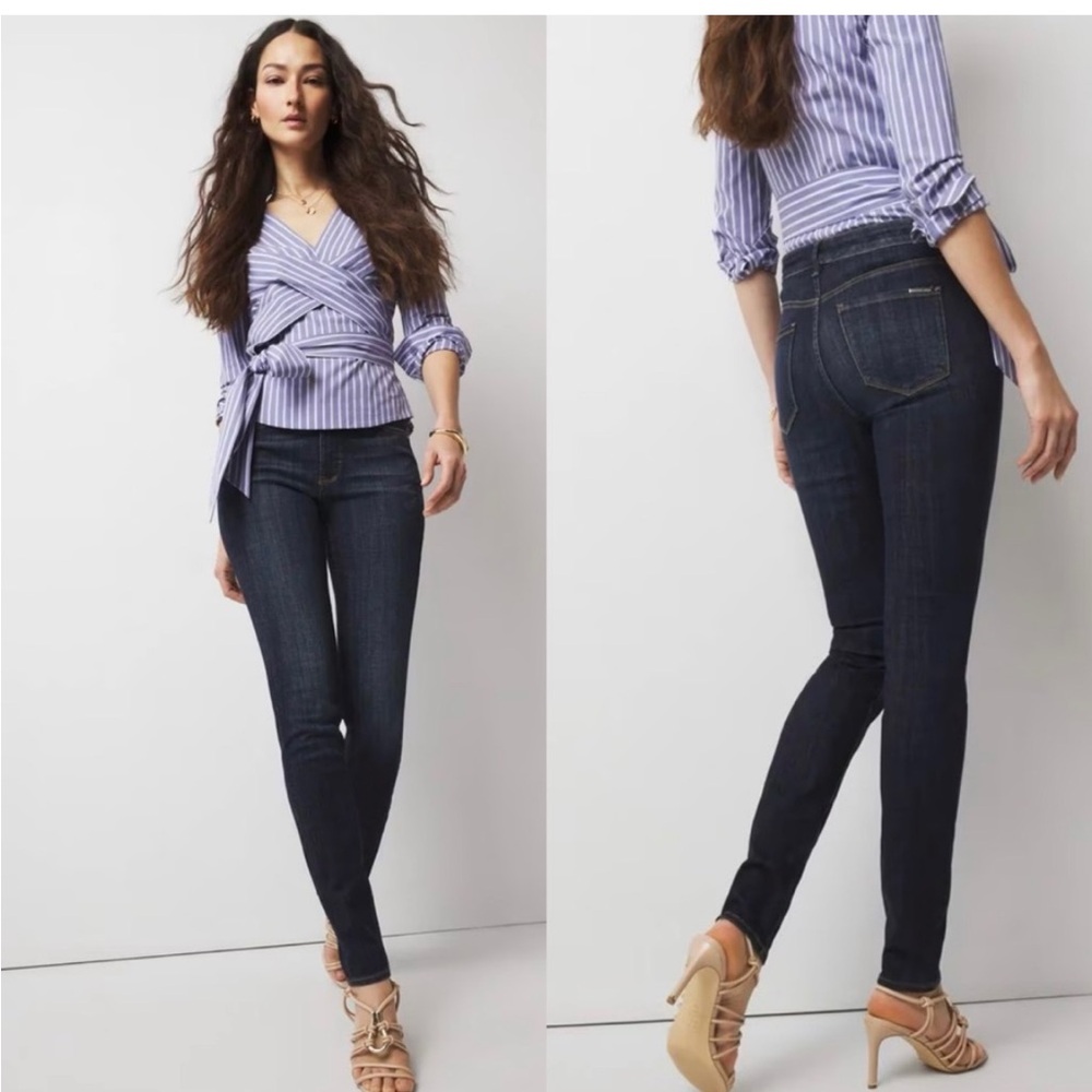 White House Black Market High Rise Skinny Ankle Women's Dark Rinse Jeans Size 0